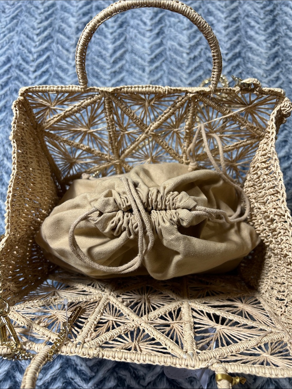 House of Harlow 1960 Woven Geometric Straw Shoulder Bag in Natural NWT - Picture 10 of 13